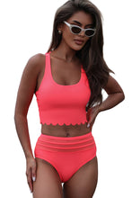 Scalloped Criss Cross High Waist