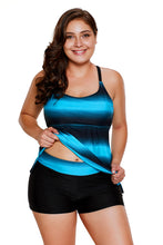 Greenish Strappy Hollow-out Back Plus Size Tankini