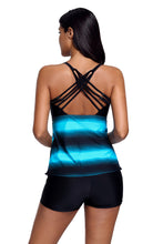 Greenish Strappy Hollow-out Back Plus Size Tankini