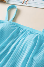 Turquoise Striped Mesh Knotted Hem