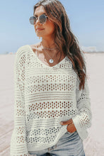 Hollow Out Crochet V Neck Sweater
