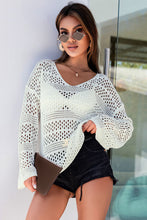 Hollow Out Crochet V Neck Sweater