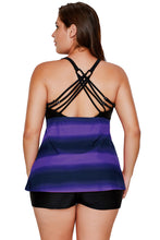 Greenish Strappy Hollow-out Back Plus Size Tankini