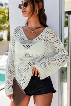 Hollow Out Crochet V Neck Sweater