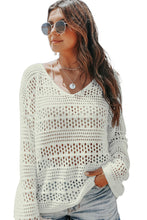 Hollow Out Crochet V Neck Sweater