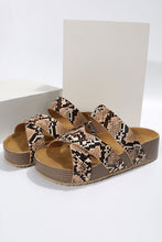 Beige Linen Woven Cross Criss Hollowed Slip-On