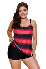 Greenish Strappy Hollow-out Back Plus Size Tankini