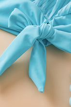 Turquoise Striped Mesh Knotted Hem