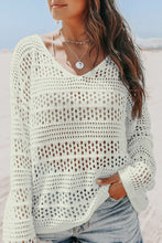 Hollow Out Crochet V Neck Sweater