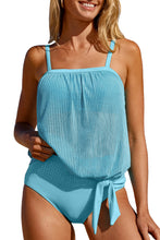Turquoise Striped Mesh Knotted Hem
