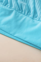 Turquoise Striped Mesh Knotted Hem