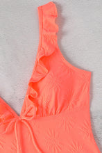 Bright Green  Ruffle Plunge Neck