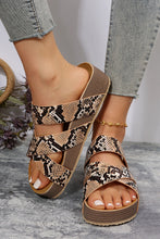 Beige Linen Woven Cross Criss Hollowed Slip-On