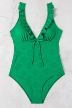 Bright Green  Ruffle Plunge Neck