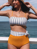 Contrast Striped Tie High Waist