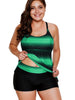 Greenish Strappy Hollow-out Back Plus Size Tankini