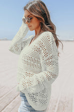 Hollow Out Crochet V Neck Sweater