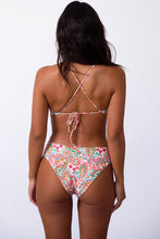 Multicolor Floral Print O-ring Lace-up Backless