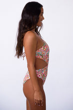 Multicolor Floral Print O-ring Lace-up Backless