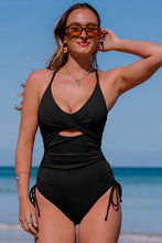 Black Ribbed Sexy Cutout Ruched